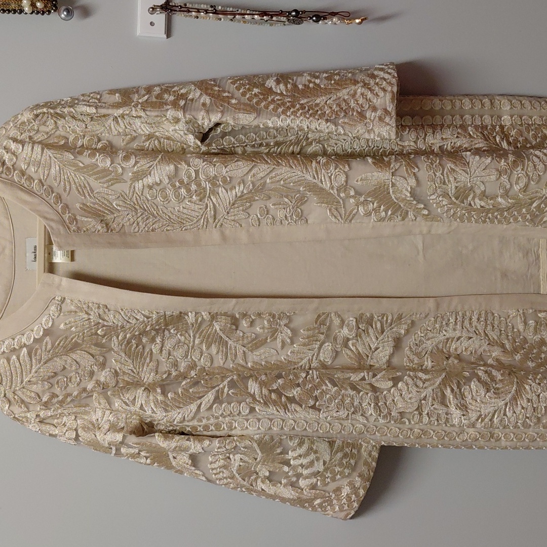 Neiman Marcus Cream Textured Jacket, Size Xl